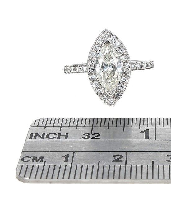 Marquise Diamond Solitaire Ring in 14KW